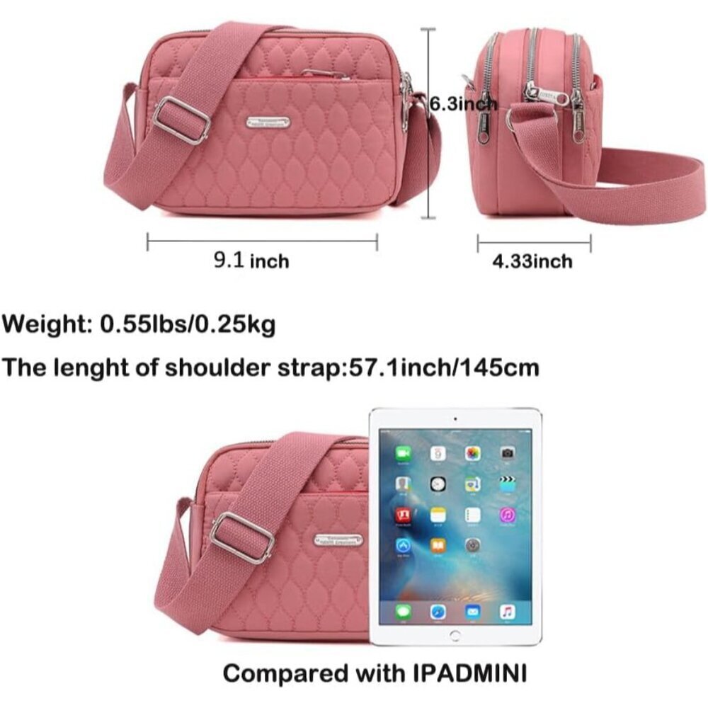 Small Nylon Quilted Crossbody Bag Women Ladies Mini Phone Wallet Purse - Picture 3 of 7